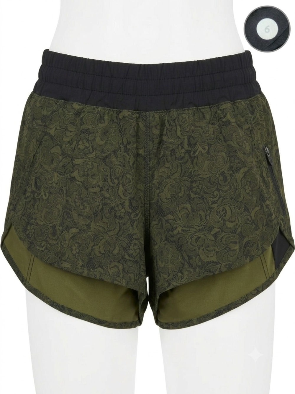 Lululemon Athletic Shorts Women’s Size 6 Green Black Floral Patterned Lined